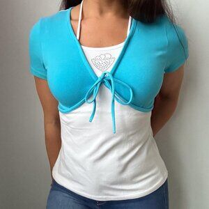 Authentic Vintage Y2K Mcbling Styled 2000s Halter Top T-Shirt (S)